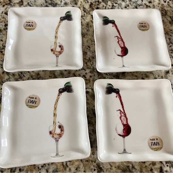 NWT Ceramica Cuore Wine Design Small Plates - Picture 4 of 12